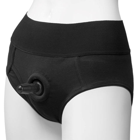 Vac-U-Lock Panty Harness Plug Briefs S/M Black - Strap On Sextoys