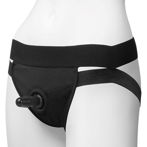 Vac-U-Lock Panty Harness Plug Dual Strap S/M Black - Strap On Sextoys