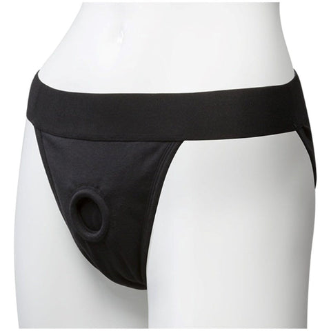 Vac-U-Lock Panty Harness Plug Full Back L/XL Black - Strap On Sextoys
