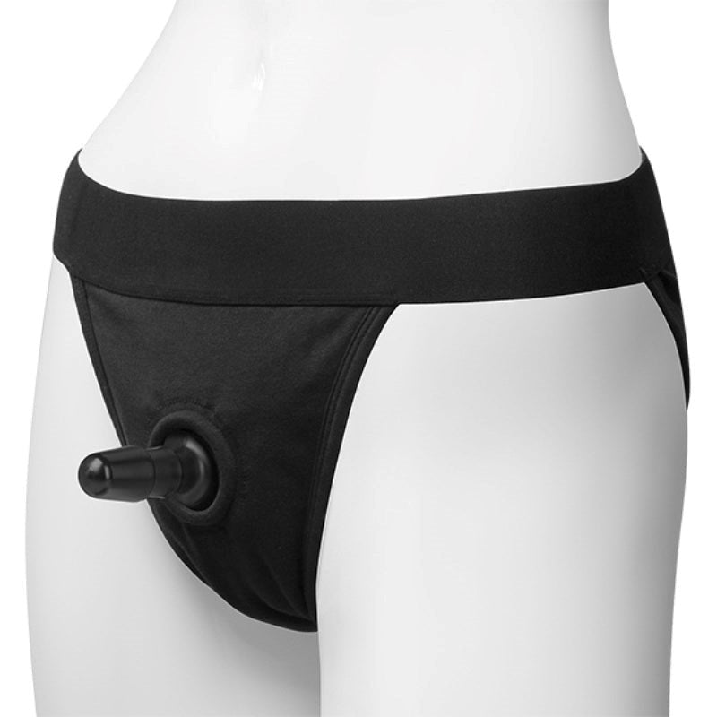 Vac-U-Lock Panty Harness Plug Full Back S/M Black - - Strap On Sextoys