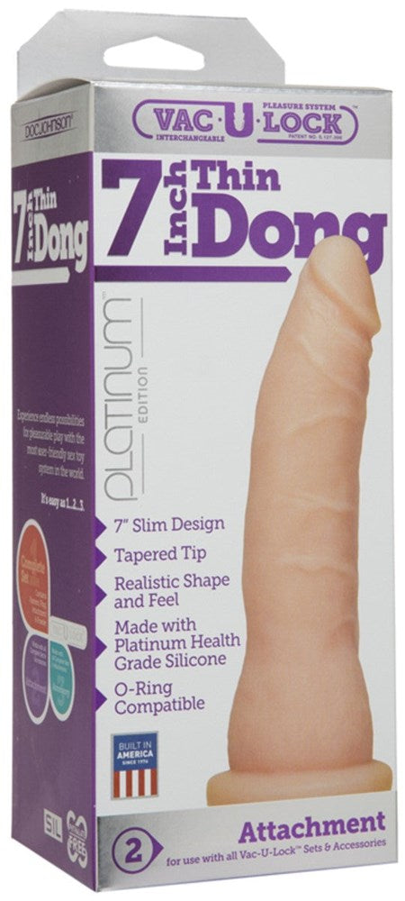 Vac-U-Lock Platinum Edition 7 inch Thin Dong Vanilla - - Realistic Dildos