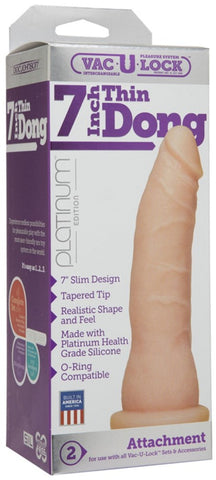 Vac-U-Lock Platinum Edition 7 inch Thin Dong Vanilla - Realistic Dildos