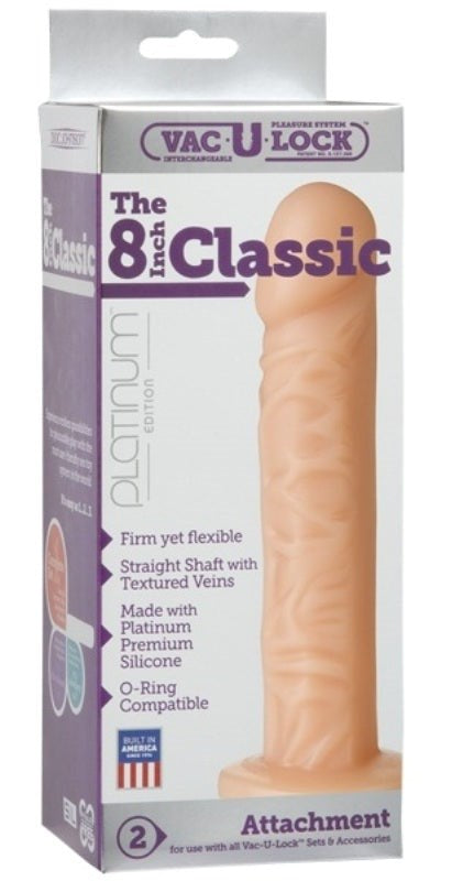 Vac-U-Lock Platinum Edition The Classic Dong 8 Inch Vanilla - - Strap On Sextoys