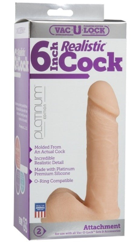 Vac-U-Lock Platinum Edition The Realistic Cock 6 Inch Vanilla - Strap On Sextoys