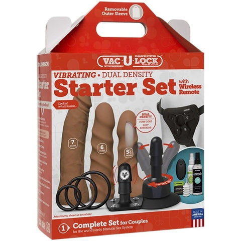 Vac-U-Lock Vibrating Dual Density Starter Set Caramel - Strap On Sextoys