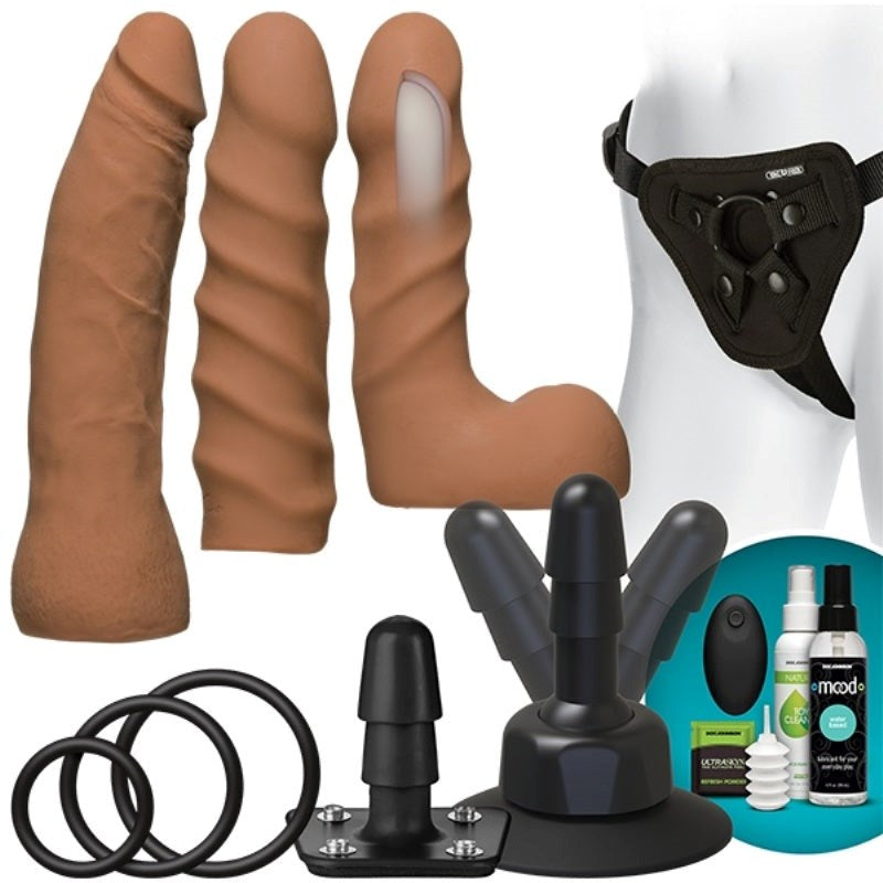 Vac-U-Lock Vibrating Dual Density Starter Set Caramel - - Strap On Sextoys