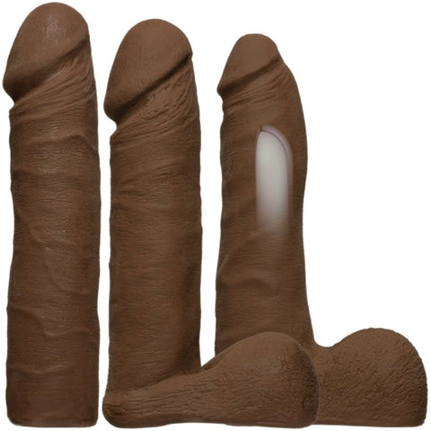 Vac-U-Lock Vibrating Dual Density Ultraskyn Set Chocolate - Strap On Sextoys