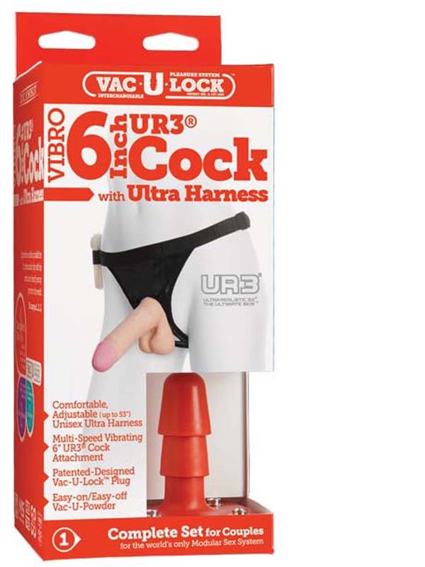 Vac-U-Lock Vibrating Sex Harness with 6Cock Flesh - - Strap On Sextoys