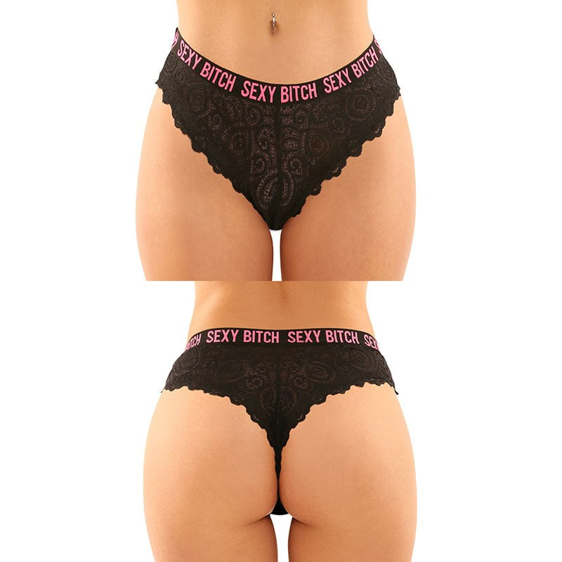 Vibes Sexy Bitch Brief & Thong - S/M - - G-Strings, Panties and Shorts