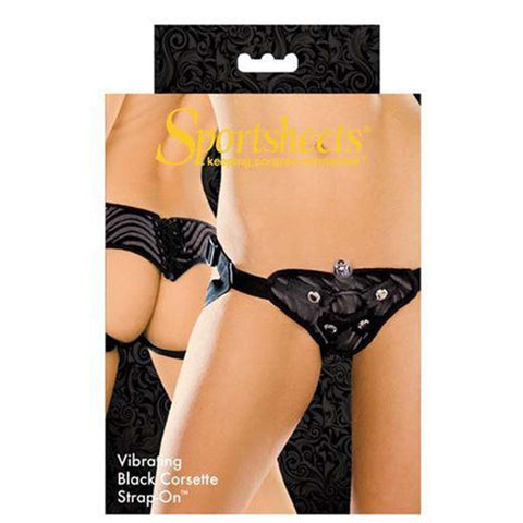 Vibrating Corsette Strap On Black - Strap On Sextoys