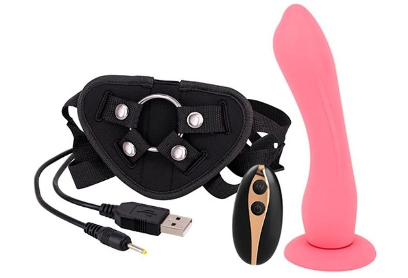 Vibration Dildo Strap-On with Remote Control 7 inch - - Strap On Sextoys