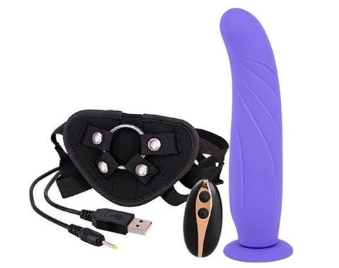 Vibration Dildo Strap-On with Remote Control 9 inch - Strap On Sextoys