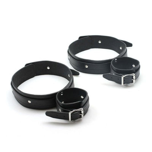 ViolentDelights Thigh and Wrist Restraints Black Leather - Cuffs and Restraints