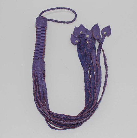 Whippa Leather Flogger with Braided Handle - Whips And Crops