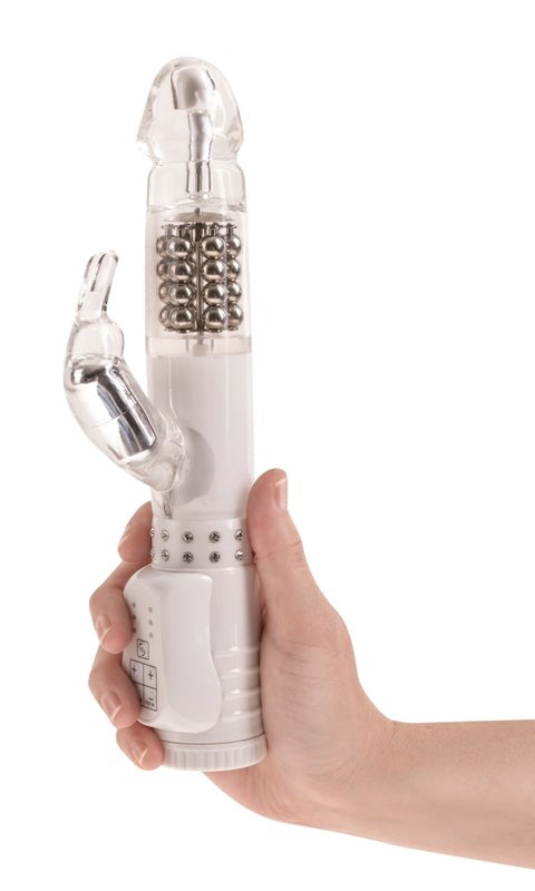Pipedream White Diamond Multi Functions Rabbit Vibrator - Rabbit Vibrators