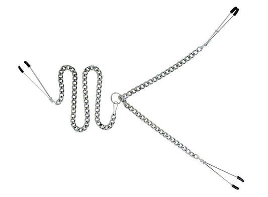 Y-Style Adjustable Tweezer Clamps with Clit Clamp - Nipple and Clit Clamps