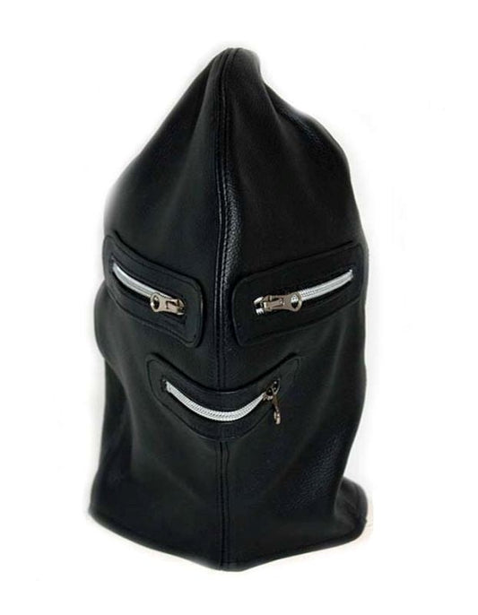 Zip It Leather BDSM Hood - Bondage Hoods