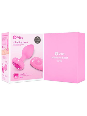 b-Vibe Remote Control Vibrating Jewelled Heart Butt Plug - Butt Plugs