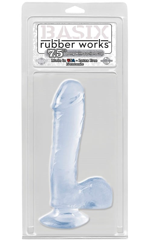 Basix 7.5 Inch Thin Dong with Suction Cup - - Realistic Dildos