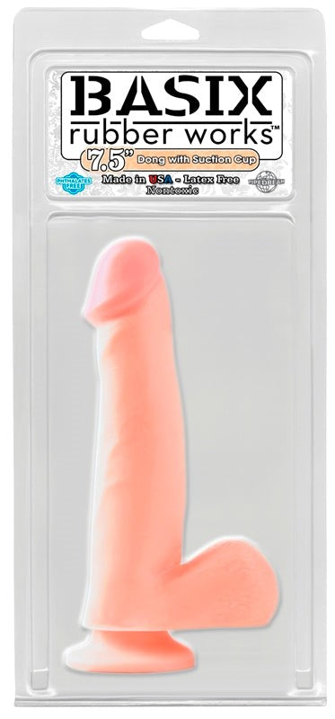 Basix Dong W/ Suction Cup 7.5in. Flesh - Realistic Dildos