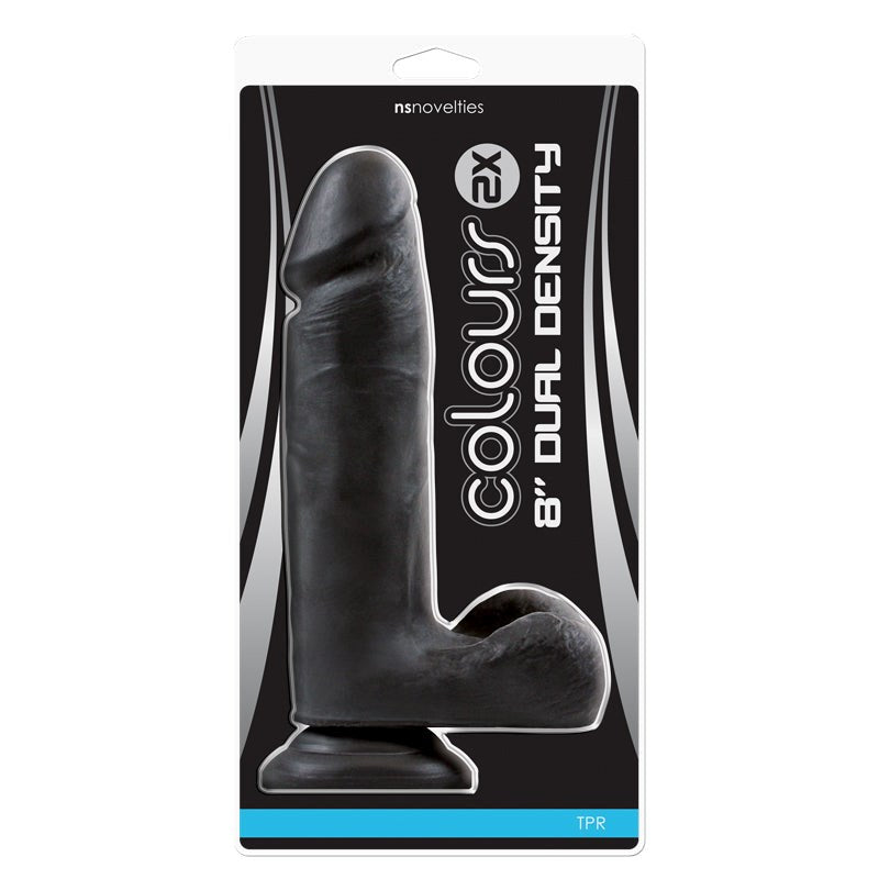 Colours 2X Dual Density 8 inch Dildo Black - - Realistic Dildos