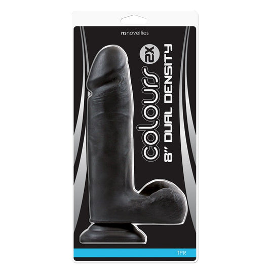 Colours 2X Dual Density 8 inch Dildo Black - Realistic Dildos
