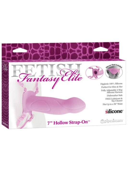 Fetish Fantasy Elite 7 Inch Hollow Strap-On Dildo Pink - Strap On Sextoys