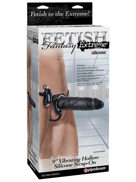 Fetish Fantasy Extreme 9 Inch Vibrating Hollow Silicone Strap-On - - Strap On Sextoys