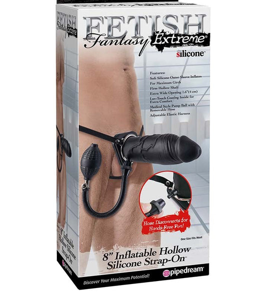 FFE 8 Inch Inflatable Hollow Silicone Strap-On Dildo - Strap On Sextoys
