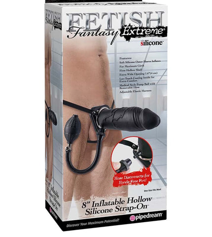 FFE 8 Inch Inflatable Hollow Silicone Strap-On Dildo - Strap On Sextoys