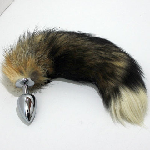 Funky Fox Tail & Metal Anal Plug - Steel Sex Toys