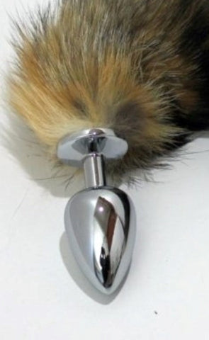 Funky Fox Tail & Metal Anal Plug - Steel Sex Toys