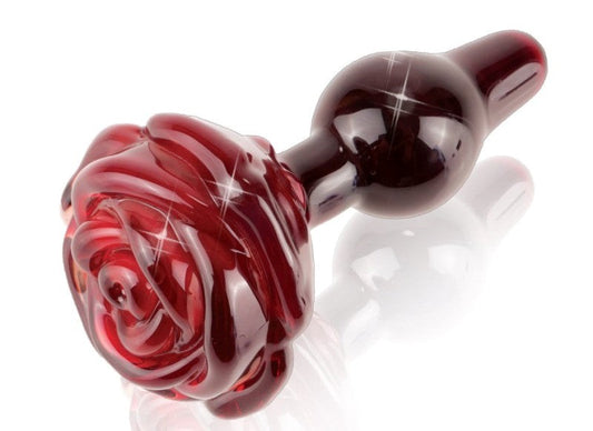 Pipedream Icicles No 76 Rose Shape Glass Butt Plug - Glass Sex Toys
