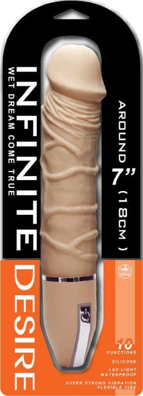 Infinite Desire 7" Silicone Vibrator with 10 Rhythms Flesh - Realistic Dildos