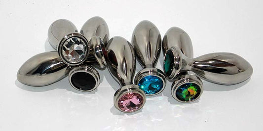 Little Boy Jewelled Anal Plug Large Rainbow - Steel Sex Toys