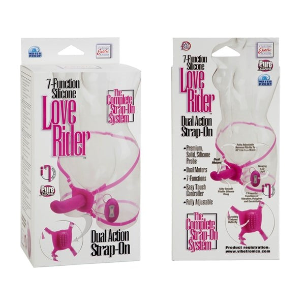 Love Rider Dual Vibrating Strap-on Pink - - Strap On Sextoys