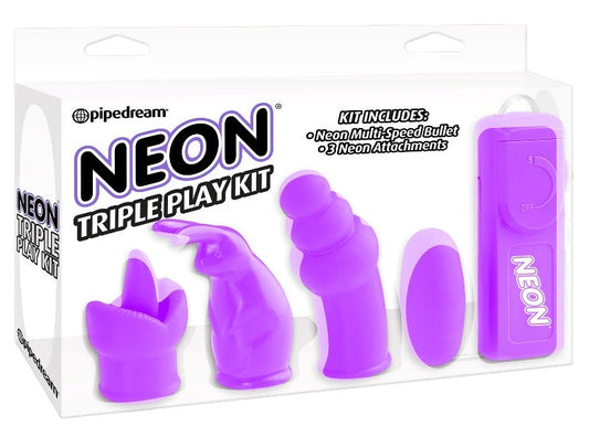 Pipedream Neon Triple Play Adult Toys Kit Purple - Sex Kits