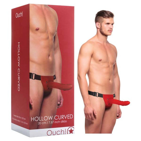 Ouch Hollow Curved Strap-On Red - Strap On Sextoys