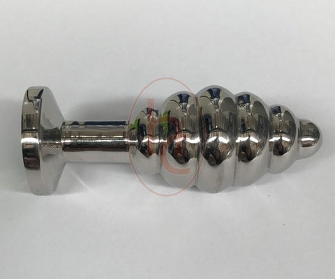 Ribbed Jewelled Butt Plug Large Smoke - Steel Sex Toys