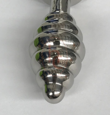 Ribbed Jewelled Butt Plug Large Smoke - Steel Sex Toys