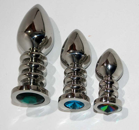 Ribbler Metal Jewelled Medium Butt Plug Rose Quartz - Steel Sex Toys