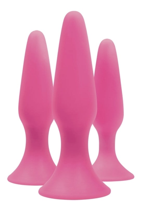 Sliders Trainer Silicone Butt Plug Kit Pink - - Sex Kits