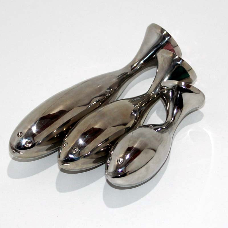 THE WHALE Jewelled Small Anal Probe Rose Quartz - - Steel Sex Toys