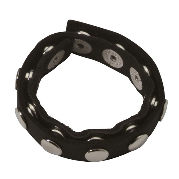 Black Leather Adjustable Penis Ring Adjustable 10 Snap - Cock Rings