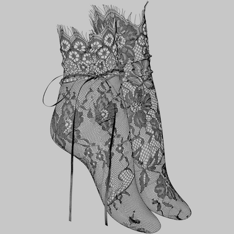 Maison Close Nylon Floral Patterned Dress-Up Socks - Fancy Dress Ups