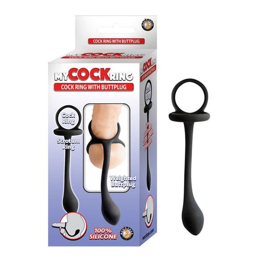 Dual Pleasure Powerhouse - Silicone C-Ring with Integrated Buttplug - Butt Plugs
