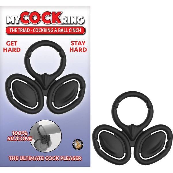 Silky Smooth Pleasure Enhancer - The Triad Cockring and Ball Cinch - - Stretchy Cock Rings