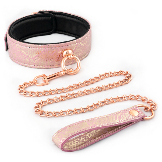 Spartacus Enterprises - Luxurious Pink Snake BDSM Collar and Leash - Collars and Leads