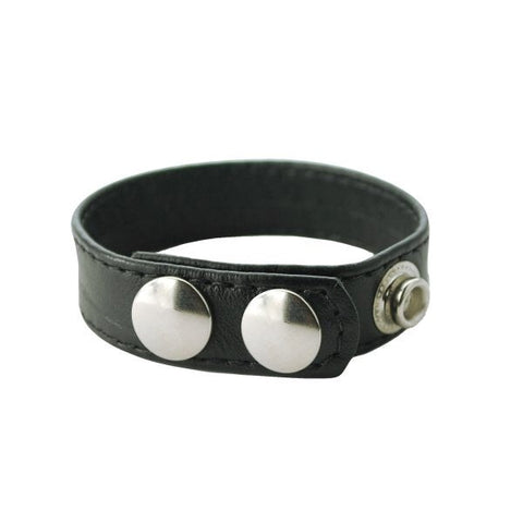 Plain Joe Leather Cock Ring 3 Speed Snap Adjustable - Cock Rings