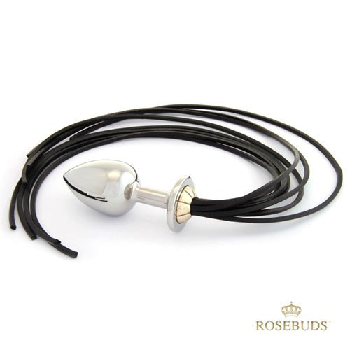 Rosebuds Luxe Black Long Leather Whipbud XL - Butt Plugs
